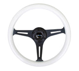 NRG Classic Wood Grain Steering Wheel (350mm) Glow-N-The-Dark Green Grip w/Black 3-Spoke Center NRG Steering Wheels  AXOPROS