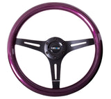 NRG Classic Wood Grain Steering Wheel (350mm) Purple Pearl/Flake Paint w/Black 3-Spoke Center NRG Steering Wheels  AXOPROS