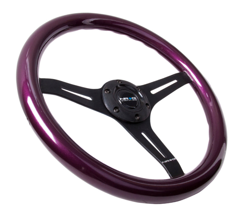 NRG Classic Wood Grain Steering Wheel (350mm) Purple Pearl/Flake Paint w/Black 3-Spoke Center NRG Steering Wheels  AXOPROS