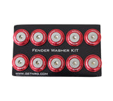 NRG Fender Washer Kit w/Rivets For Plastic (Red) - Set of 10 NRG Hardware Kits - Other  AXOPROS