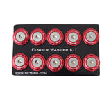 NRG Fender Washer Kit w/Rivets For Plastic (Red) - Set of 10 NRG Hardware Kits - Other  AXOPROS