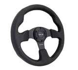 NRG Reinforced Steering Wheel (320mm) Black Leather w/Black Stitching NRG Steering Wheels  AXOPROS