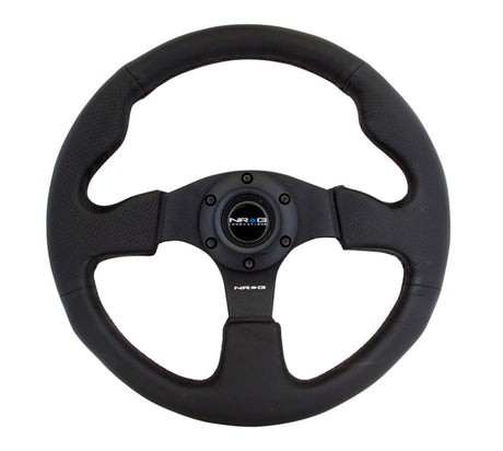 NRG Reinforced Steering Wheel (320mm) Black Leather w/Black Stitching NRG Steering Wheels  AXOPROS