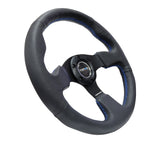 NRG Reinforced Steering Wheel (320mm) Black Leather w/Blue Stitching NRG Steering Wheels  AXOPROS