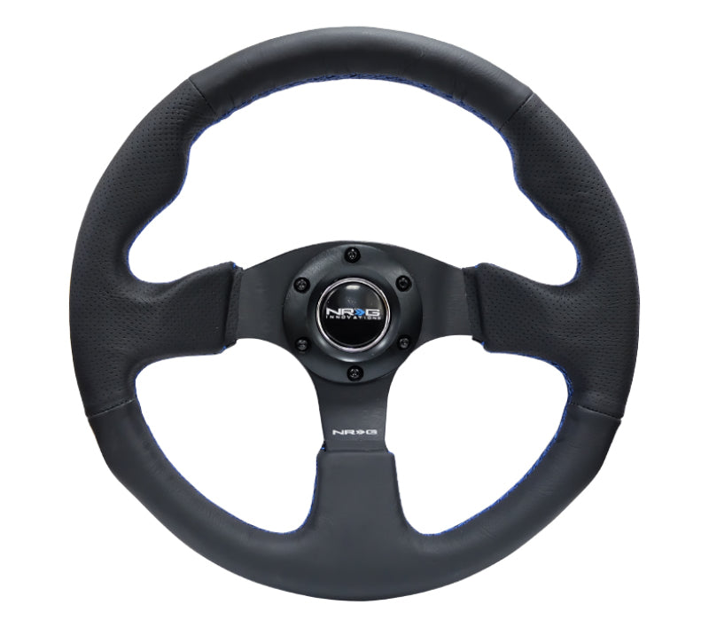 NRG Reinforced Steering Wheel (320mm) Black Leather w/Blue Stitching NRG Steering Wheels  AXOPROS