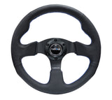 NRG Reinforced Steering Wheel (320mm) Black Leather w/Blue Stitching NRG Steering Wheels  AXOPROS