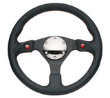 NRG Reinforced Steering Wheel (320mm) Blk Leather w/Dual Buttons NRG Steering Wheels  AXOPROS