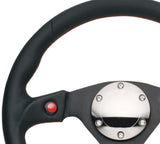 NRG Reinforced Steering Wheel (320mm) Blk Leather w/Dual Buttons NRG Steering Wheels  AXOPROS