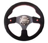 NRG Reinforced Steering Wheel (320mm) Blk Suede w/Dual Buttons NRG Steering Wheels  AXOPROS