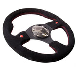 NRG Reinforced Steering Wheel (320mm) Blk Suede w/Dual Buttons NRG Steering Wheels  AXOPROS