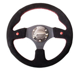 NRG Reinforced Steering Wheel (320mm) Blk Suede w/Dual Buttons NRG Steering Wheels  AXOPROS