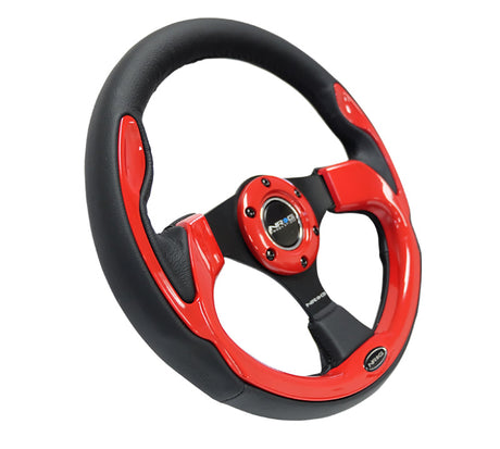 NRG Reinforced Steering Wheel (320mm) Blk w/Red Trim & 5mm 3-Spoke NRG Steering Wheels  AXOPROS