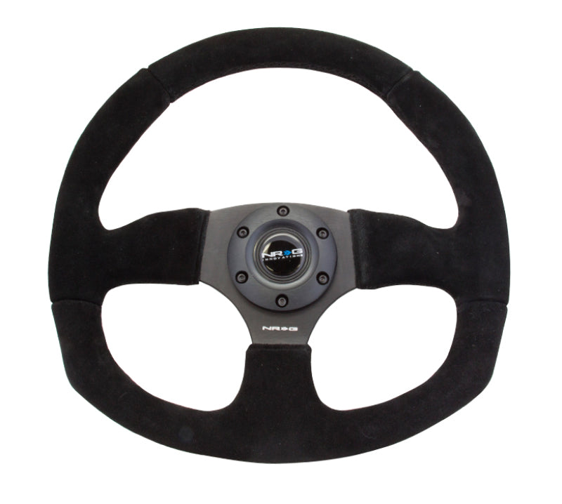 NRG Reinforced Steering Wheel (320mm Horizontal / 330mm Vertical) Black Suede w/Black Stitching NRG Steering Wheels  AXOPROS