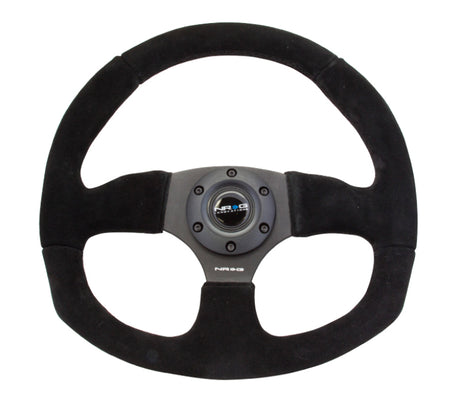 NRG Reinforced Steering Wheel (320mm Horizontal / 330mm Vertical) Black Suede w/Black Stitching NRG Steering Wheels  AXOPROS