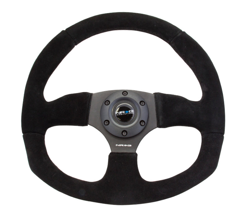 NRG Reinforced Steering Wheel (320mm Horizontal / 330mm Vertical) Black Suede w/Black Stitching NRG Steering Wheels  AXOPROS