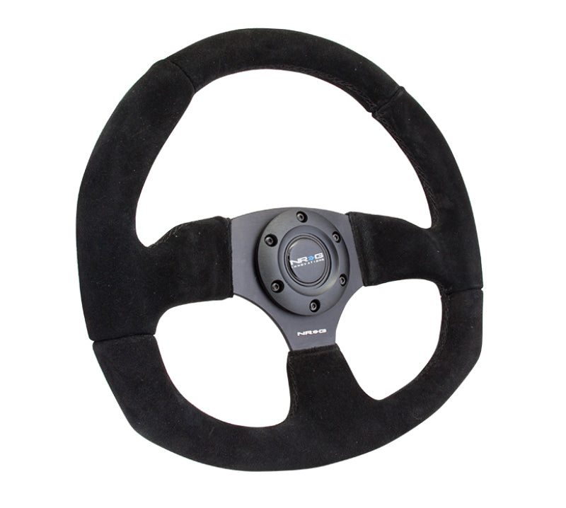 NRG Reinforced Steering Wheel (320mm Horizontal / 330mm Vertical) Black Suede w/Black Stitching NRG Steering Wheels  AXOPROS
