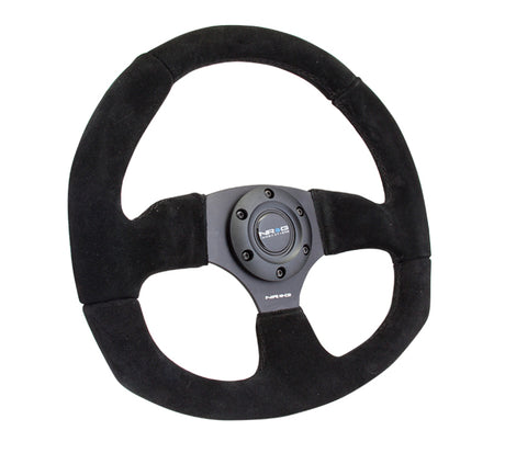 NRG Reinforced Steering Wheel (320mm Horizontal / 330mm Vertical) Black Suede w/Black Stitching NRG Steering Wheels  AXOPROS