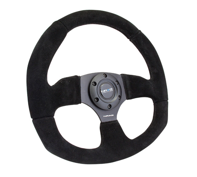 NRG Reinforced Steering Wheel (320mm Horizontal / 330mm Vertical) Black Suede w/Black Stitching NRG Steering Wheels  AXOPROS