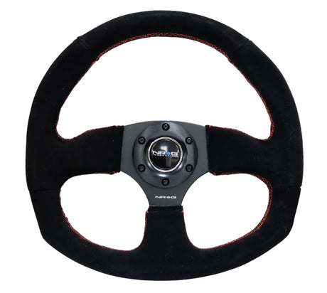 NRG Reinforced Steering Wheel (320mm Horizontal / 330mm Vertical) Suede w/Red Stitch NRG Steering Wheels  AXOPROS