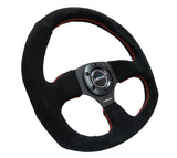 NRG Reinforced Steering Wheel (320mm Horizontal / 330mm Vertical) Suede w/Red Stitch NRG Steering Wheels  AXOPROS