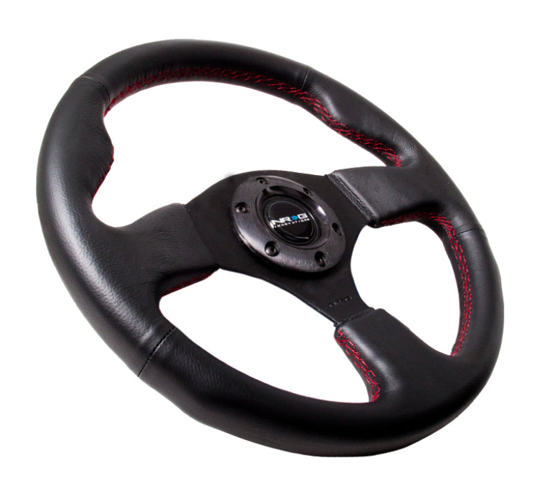 NRG Reinforced Steering Wheel (320mm) Leather w/Red Stitch NRG Steering Wheels  AXOPROS