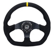 NRG Reinforced Steering Wheel (320mm) Sport Alcantara Dual Push Buttons Flat Bottom w/Yellow Center NRG Steering Wheels  AXOPROS