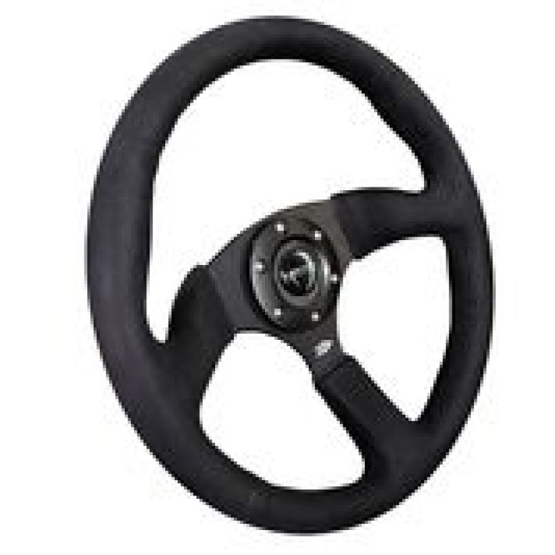 NRG Reinforced Steering Wheel (350mm / 2.5in. Deep)Blk Alcantara Comfort Grip w/4mm Matte Blk Spokes NRG Steering Wheels  AXOPROS
