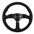 NRG Reinforced Steering Wheel (350mm / 2.5in. Deep)Blk Alcantara Comfort Grip w/4mm Matte Blk Spokes NRG Steering Wheels  AXOPROS