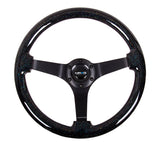 NRG Reinforced Steering Wheel (350mm / 3in Deep) Classic Blk Sparkle Wood Grain w/Blk 3-Spoke Center NRG Steering Wheels  AXOPROS