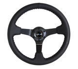 NRG Reinforced Steering Wheel (350mm / 3in. Deep) Bk Leather w/Bk BBall Stitch (Odi Bakchis Edition) NRG Steering Wheels  AXOPROS