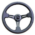 NRG Reinforced Steering Wheel (350mm / 3in. Deep) Black Leather w/ Black Stitching NRG Steering Wheels  AXOPROS