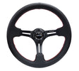 NRG Reinforced Steering Wheel (350mm / 3in. Deep) Black Leather/Red Stitch & Blk 3-Spoke w/Slits NRG Steering Wheels  AXOPROS