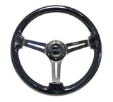 NRG Reinforced Steering Wheel (350mm / 3in. Deep) Black Multi Color Flake Wood w/ Black Matte Center NRG Steering Wheels  AXOPROS