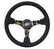 NRG Reinforced Steering Wheel (350mm / 3in. Deep) Black Suede w/ 5mm Floral 3-Spoke Center NRG Steering Wheels  AXOPROS