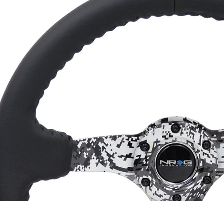 NRG Reinforced Steering Wheel (350mm / 3in. Deep) Blk Leather w/Hydrodipped Digi-Camo Spokes NRG Steering Wheels  AXOPROS