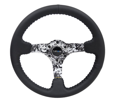 NRG Reinforced Steering Wheel (350mm / 3in. Deep) Blk Leather w/Hydrodipped Digi-Camo Spokes NRG Steering Wheels  AXOPROS