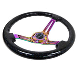 NRG Reinforced Steering Wheel (350mm / 3in. Deep) Blk Multi Color Flake w/ Neochrome Center Mark NRG Steering Wheels  AXOPROS