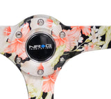 NRG Reinforced Steering Wheel (350mm / 3in. Deep) Blk Suede Floral Dipped w/ Blk Baseball Stitch NRG Steering Wheels  AXOPROS