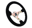NRG Reinforced Steering Wheel (350mm / 3in. Deep) Blk Suede Floral Dipped w/ Blk Baseball Stitch NRG Steering Wheels  AXOPROS