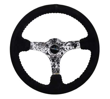 NRG Reinforced Steering Wheel (350mm / 3in. Deep) Blk Suede w/Hydrodipped Digi-Camo Spokes NRG Steering Wheels  AXOPROS