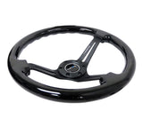 NRG Reinforced Steering Wheel (350mm / 3in. Deep) Blk Wood w/Blk Matte Spoke/Black Center Mark NRG Steering Wheels  AXOPROS