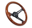 NRG Reinforced Steering Wheel (350mm / 3in. Deep) Brown Wood w/Blk Matte Spoke/Black Center Mark NRG Steering Wheels  AXOPROS
