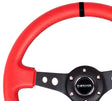 NRG Reinforced Steering Wheel (350mm / 3in. Deep) Red Suede w/Blk Circle Cutout Spokes NRG Steering Wheels  AXOPROS
