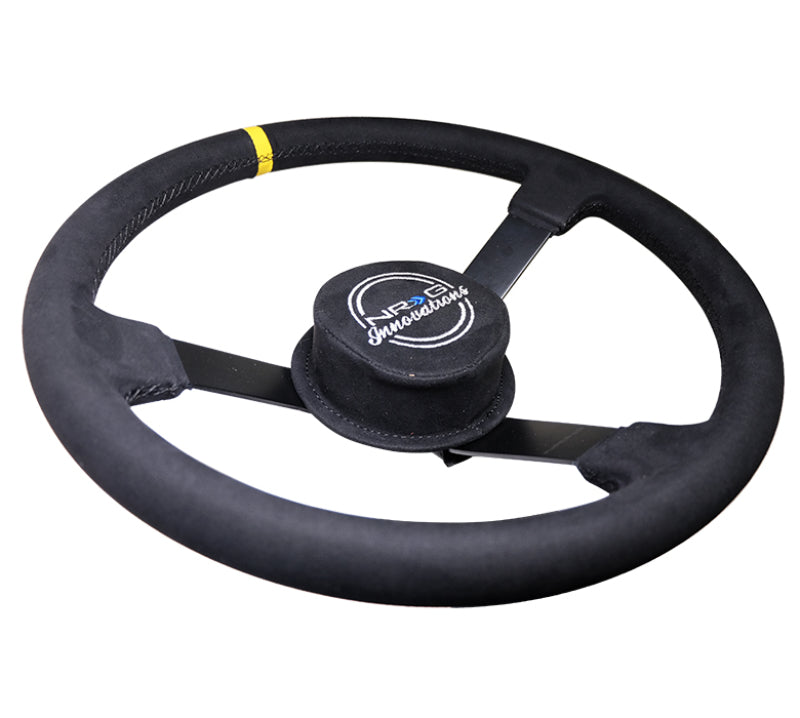 NRG Reinforced Steering Wheel (380mm) Nascar/ Alcantara 3 Spoke w/ NRG Logo/ Removable Crushed Pad NRG Steering Wheels  AXOPROS