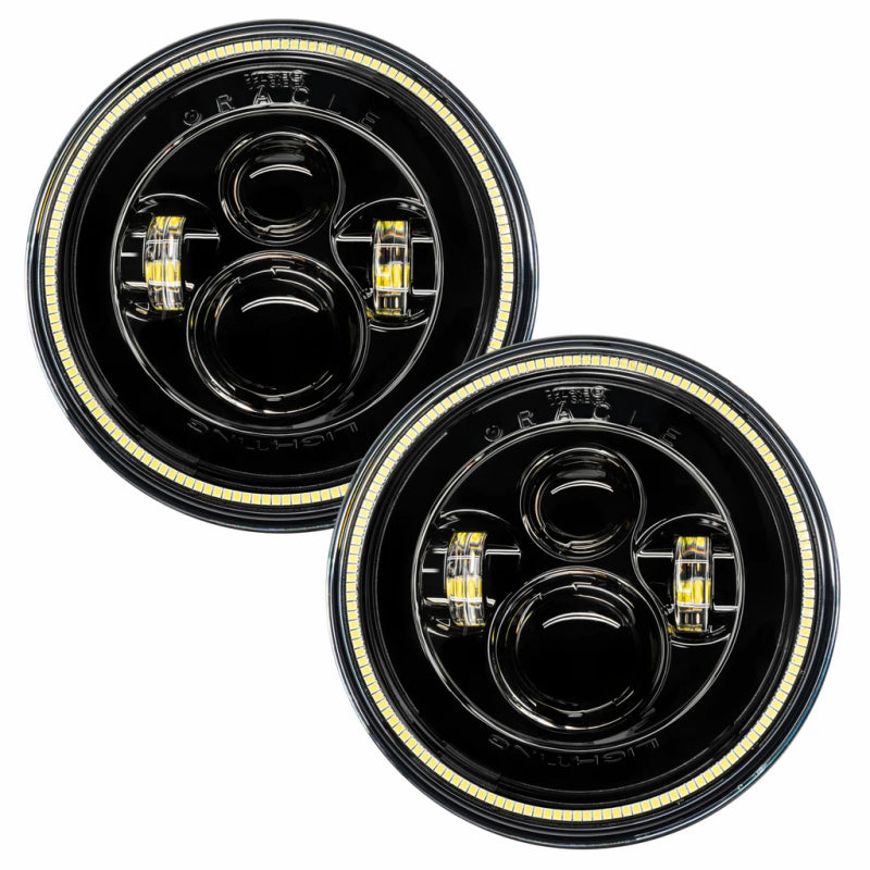 Oracle 7in High Powered LED Headlights - Black Bezel - White ORACLE Lighting Headlights  AXOPROS