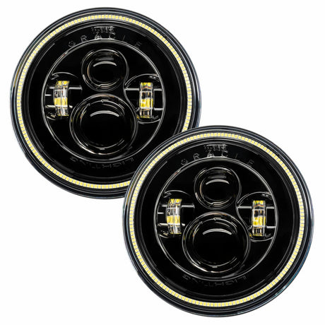 Oracle 7in High Powered LED Headlights - Black Bezel - White ORACLE Lighting Headlights  AXOPROS