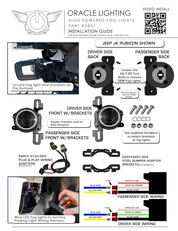 Oracle LED Fog Light Adapter Brackets for Steel Bumper Wrangler ORACLE Lighting Brackets  AXOPROS