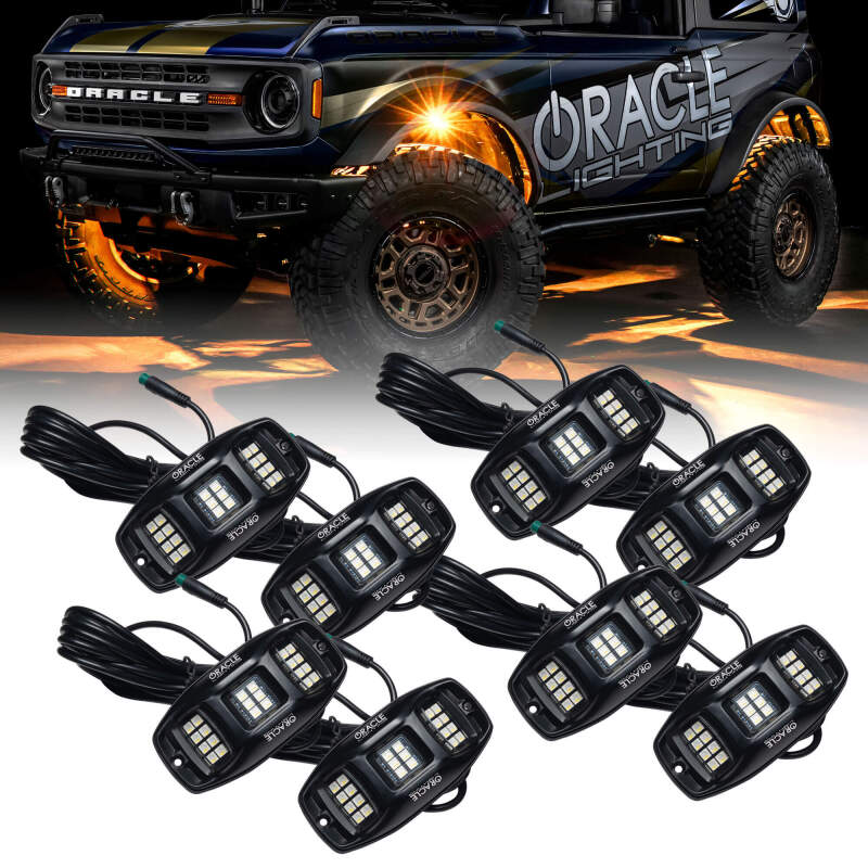 Oracle Underbody RGB+W Wheel Well Rock Light Kit - 8 PCS - ColorSHIFT SEE WARRANTY ORACLE Lighting Light Bars & Cubes  AXOPROS