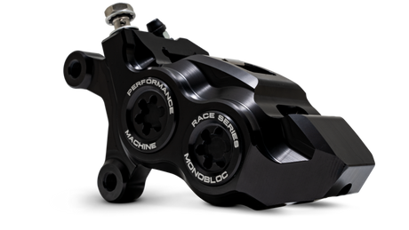 Performance Machine 08-23 FL,18-24 M8 Softail,06-17 VRod 137x4B Rce Series Monobloc Caliper Left BLK Performance Machine Brake Calipers - Perf  AXOPROS