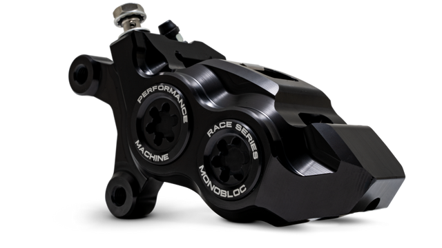 Performance Machine 08-23 FL,18-24 M8 Softail,06-17 VRod 137x4B Rce Series Monobloc Caliper Left BLK Performance Machine Brake Calipers - Perf  AXOPROS